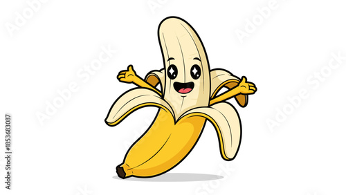 Happy Cartoon Banana Character with Smile 1.