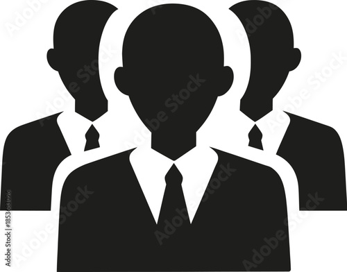 Group of three business people silhouettes representing teamwork and corporate staff members