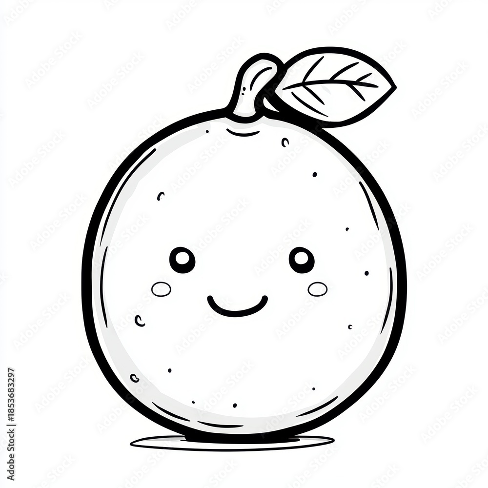 Obraz premium A delightful citrus friend with a smiling face, ready for a coloring adventure!