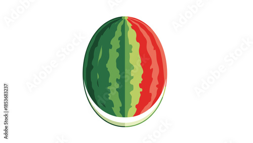 Watermelon Half with Green and Red Flesh.
