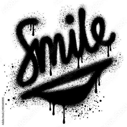 Smile. Handwritten lettering in graffiti style. Poster design, t-shirt print. Illustration art