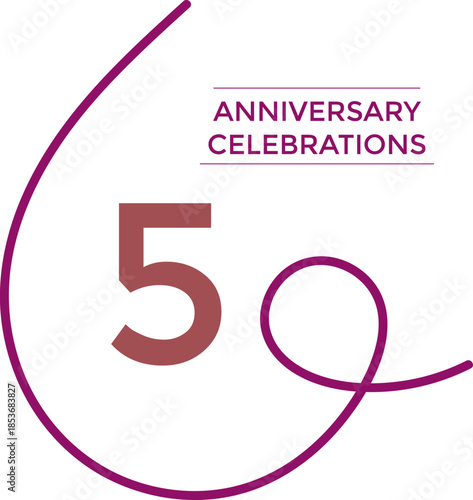 5 anniversary celebration simple purple color. Perfect for representing milestone events, romantic moments, company anniversaries, wedding celebrations, or special achievements. Ideal for use in marke
