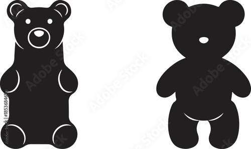 Two Black Bear Silhouettes One Gummy Bear Style teddy bear