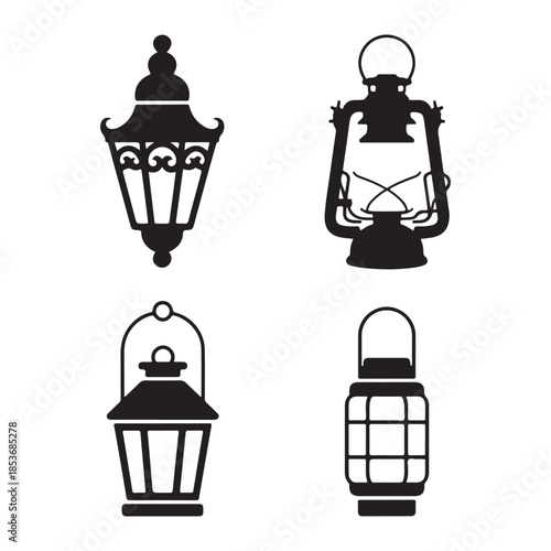 Old fashioned wall lantern with pointed roof silhouette