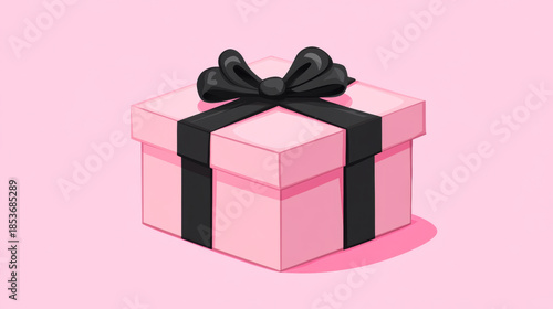 Minimalist Icon of a Gift Box with Sparkling Stars on a Pink Background
