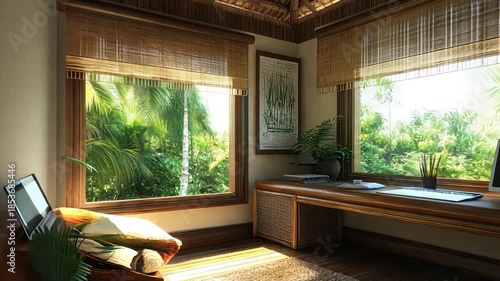 Tropical Home Office with Lush Views
