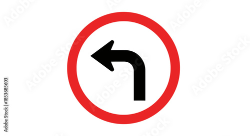 Left Turn Traffic Road Sign Icon Illustration Isolated on White Background