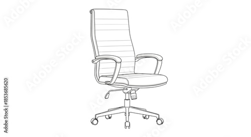 Modern Ergonomic Office Chair Outline Illustration on White Background
