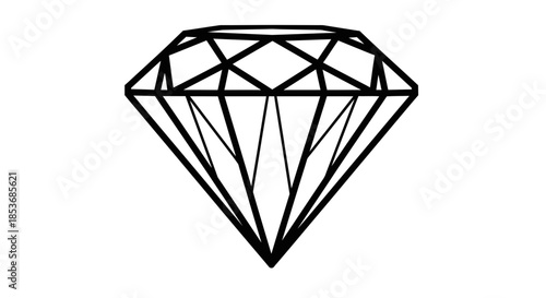Diamond Icon – Geometric Gemstone Line Art Vector Symbol
