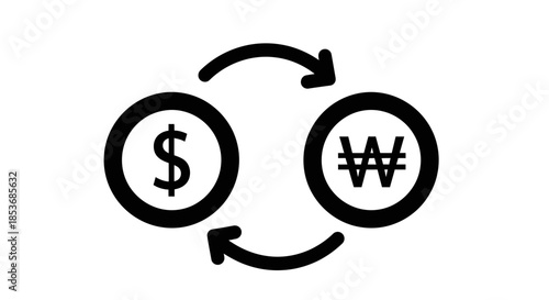 Currency Exchange Icon – Dollar to Won Conversion Symbol Vector