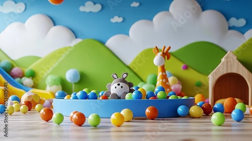 Colorful Playroom with Animals and Balls