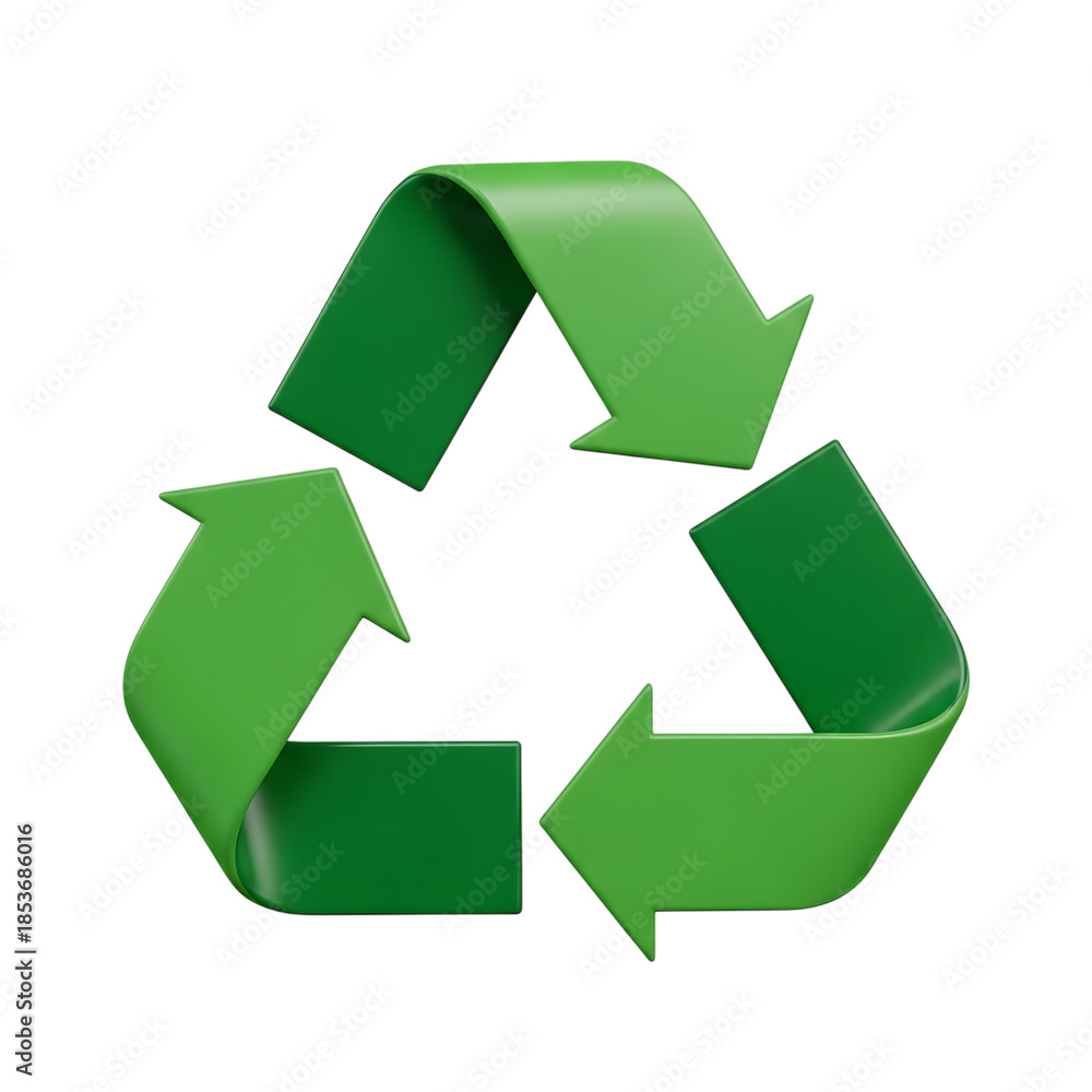 Fototapeta premium Green recycling symbol isolated on transparent background