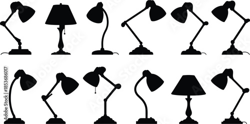 Variety of desk lamps in different positions and styles