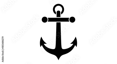 Anchor Icon – Nautical Symbol Vector in Black Silhouette Style
