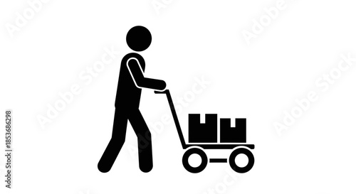 Hand Truck with Boxes Icon – Delivery and Shipping Vector Symbol