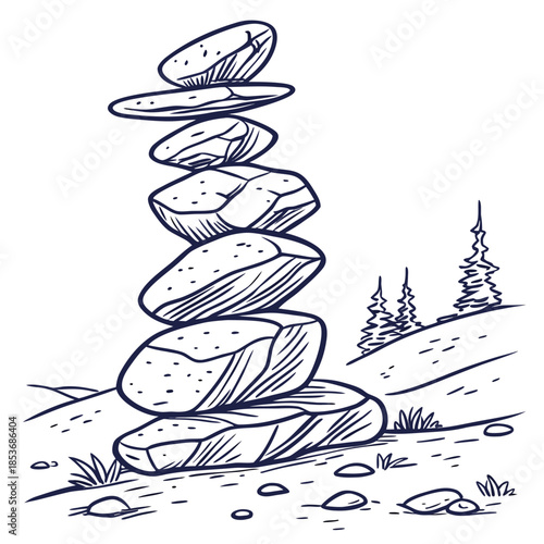 Stacked stones in nature