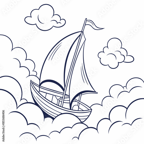 Sailboat amongst clouds