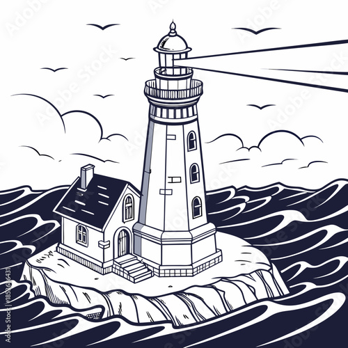 Lighthouse on rocky shore