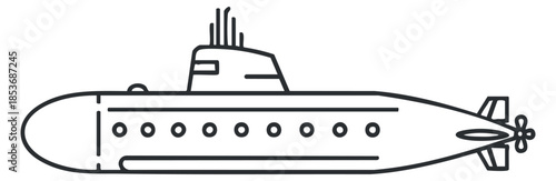 A submarine illustration in a minimalist outline vector style, suitable for educational and nautical-themed projects
