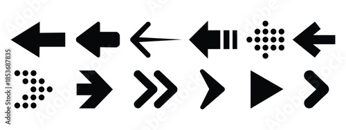Black Arrows icon set vector. directional indicator, navigation symbol. vector illustration.