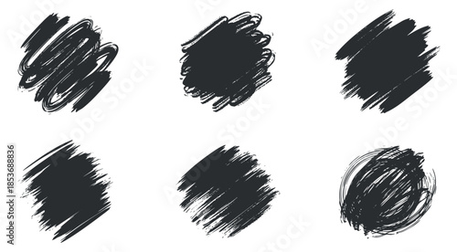 A collection of six hand-drawn black brush strokes in a minimalist vector style, perfect for graphic design projects