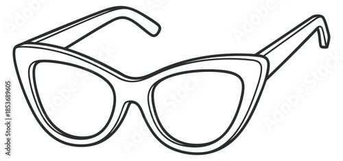 A pair of cat eye sunglasses in black and white outline vector style, perfect for fashion and accessory designs