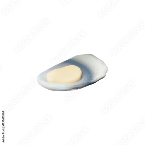 3d illustration of open mussel or oyster, seafood delicacy.
