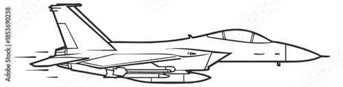 A fighter jet aircraft in sleek outline vector style, ideal for aviation-themed designs and military graphics