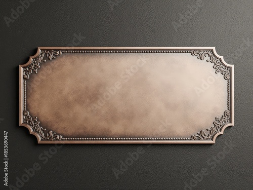 Blank signboard made of bronze, retro mockup design.
