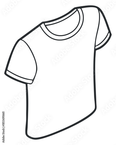 A simple outline illustration of a t-shirt in minimalist vector style, perfect for fashion designs and apparel branding