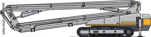 Illustration of a Crawler Mounted Concrete Pump Truck with Articulating Boom for Construction Sites
