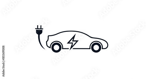 Electric Car Charging Logo Design – Vehicle and Charger Icon for EV Technology and Green Mobility Branding