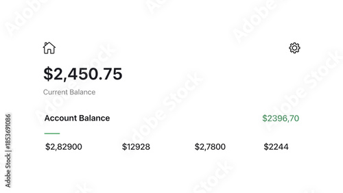 Financial data and account balance displayed on a digital interface