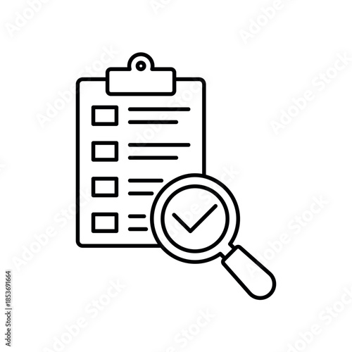 Tableau sur toile A crisp line icon representing the Testing and quality assurance phase, perfect for research, inspection, and verification processes