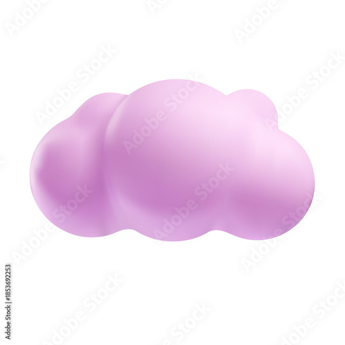 Pink cloud 3D plastic style vector icon, cartoon weather forecast cloudy symbol, realistic meteorology design