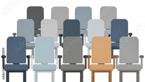 USB flash drive isolated in a modern office conference room interior with empty chairs and table