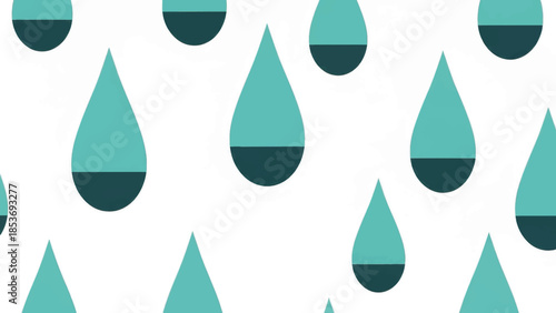 Seamless falling droplet pattern. Minimalist flat design vector illustration. Abstract water and rain background for print or web.