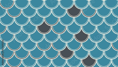 Seamless fish scale vector pattern. Geometric mermaid tail background illustration. Modern decorative design with scalloped shapes