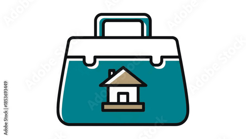 Home repair and real estate toolbox icon. Simple flat design vector illustration. Symbol for construction, maintenance, and handyman services