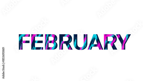 Colorful February Typography – Abstract Textured Month Illustration