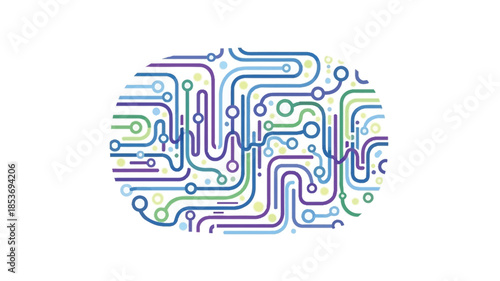 Abstract representation of a brain formed by complex circuit board pathways