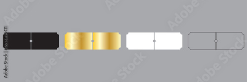 Empty paper coupons and tickets icon. VIP pass, cinema or event invitations tickets.  Ticket mockup designs.