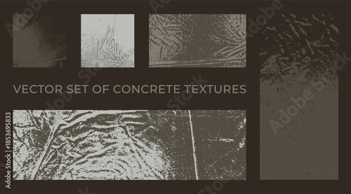 Set of vector concrete textures - plaster texture background for banners, flyers and posters - style of architecture and folded surface. High-resolution monochrome patterns - Grains and noise backdrop