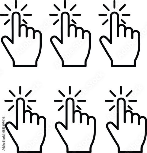 Computer mouse click cursor hand icons