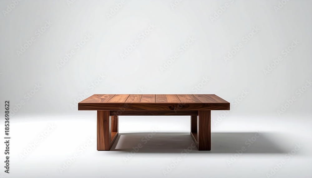 Fototapeta premium Rustic Wooden Coffee Table on White Background for Interior Design.