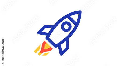 Rocket Launch Startup Boost Line Icon Vector
