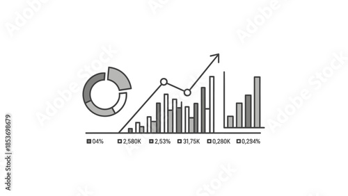 Business Analytics Infographic Bar Chart Line Icon Vector
