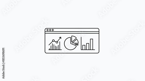 Website Webpage Dashboard Analytics Line Icon Vector
