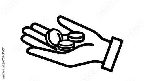 Hand Holding Stack of Coins Money Line Icon Vector
