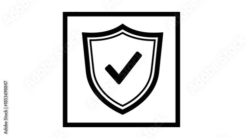 Shield with Check Mark Line Icon, Security Concept Vector
